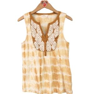 Anthropologie Yellow and Brown Sleeveless Top